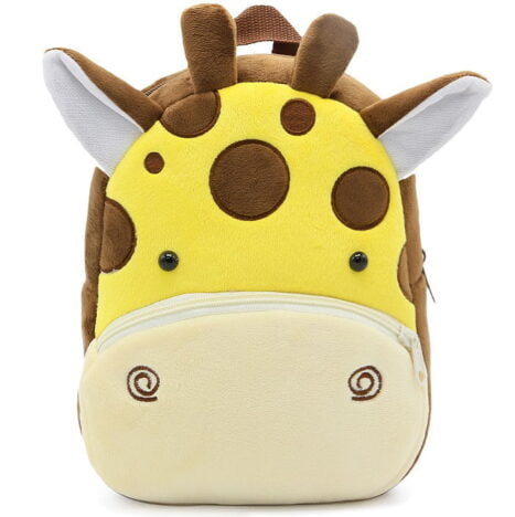 Pluszowa żyrafa plecak dla przedszkolaka z imieniem.