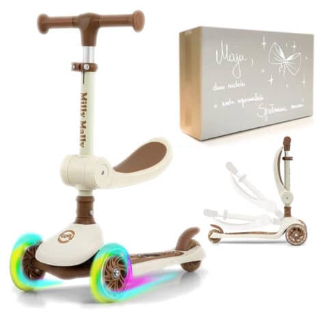Hulajnoga i jeździk 2w1 dla dzieci, opakowanie z życzeniami dla dziecka