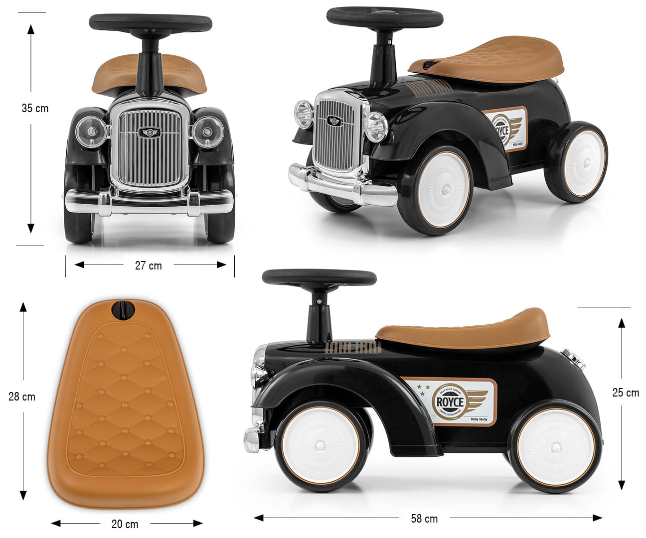 Wymiary czarnego jeździka