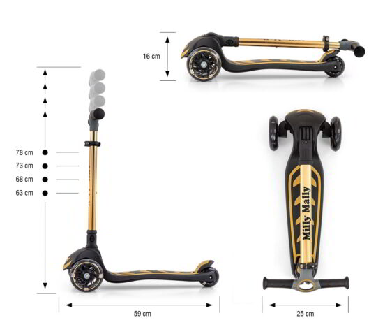 Wymiary hulajnogi złotej Milly Mally