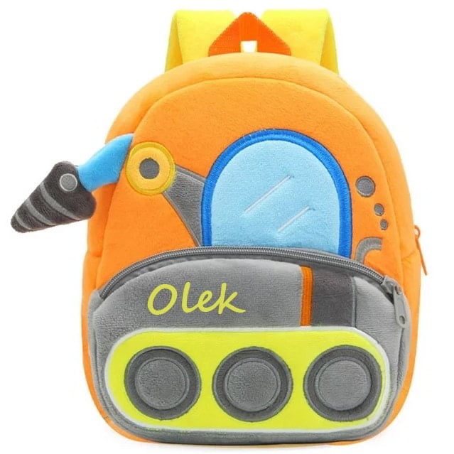 Pluszowy plecak maszyna budowlana z imieniem
