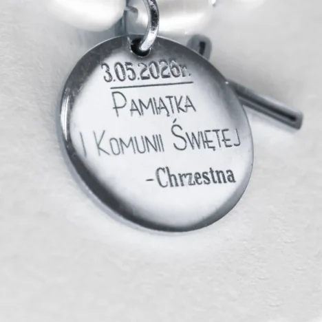 Moneta z dedykacją na Komunię Świętą od Chrzestnej