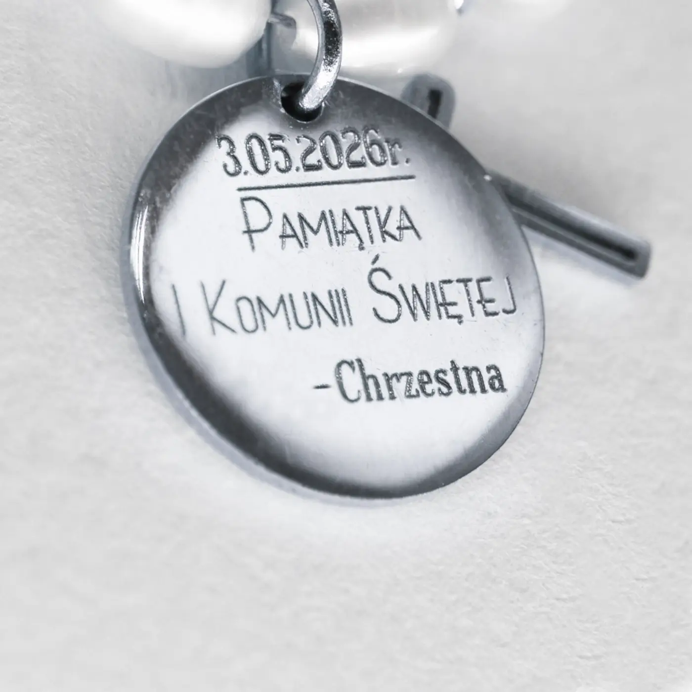 Moneta z dedykacją na Komunię Świętą od Chrzestnej